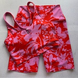 Sage Collective Red Pink Floral Workout Set Size Small